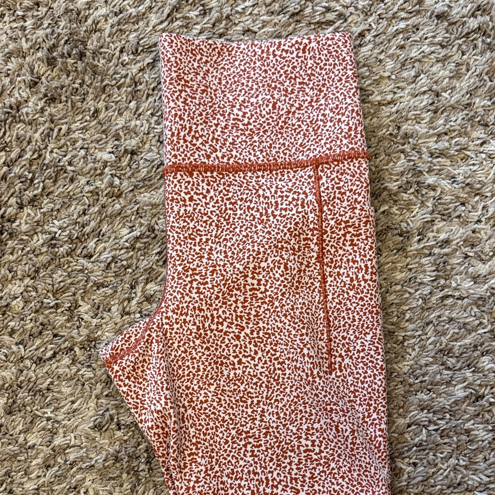 Athleta Orange/Rust and White Dot Print Leggings